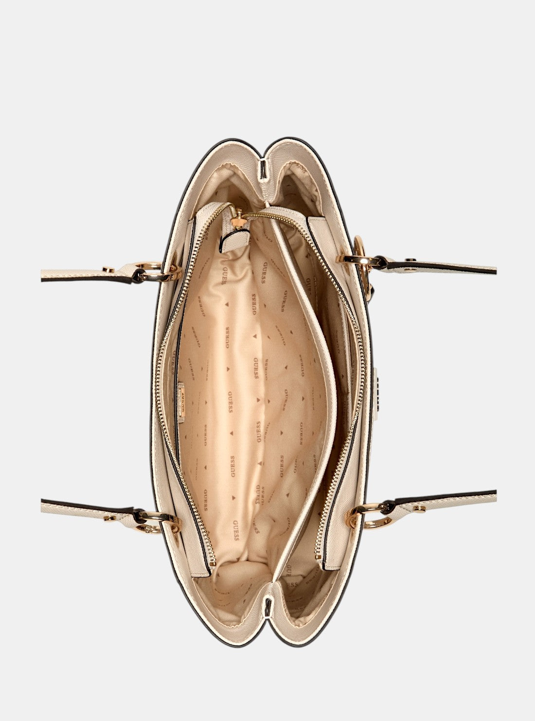 GUESS Womens Beige Noelle Double Compartment Small Tote Bag ZG967224 Inside View