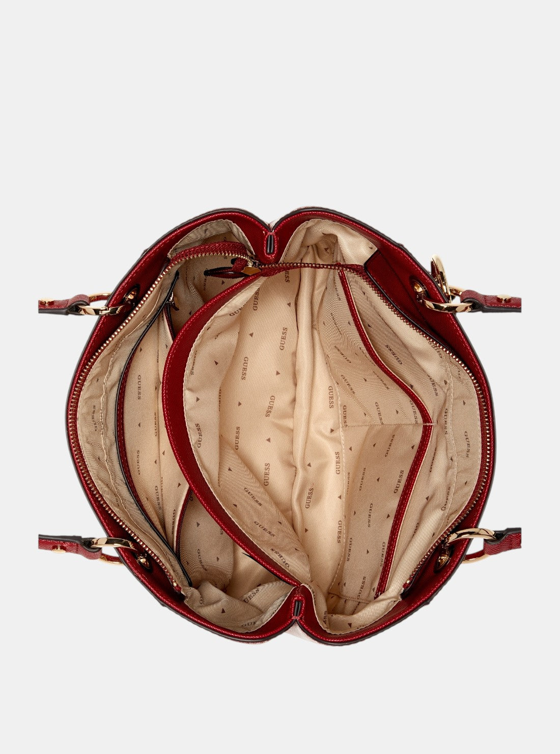 Red Noelle Double Compartment Small Tote Bag ZG967224 Inside View