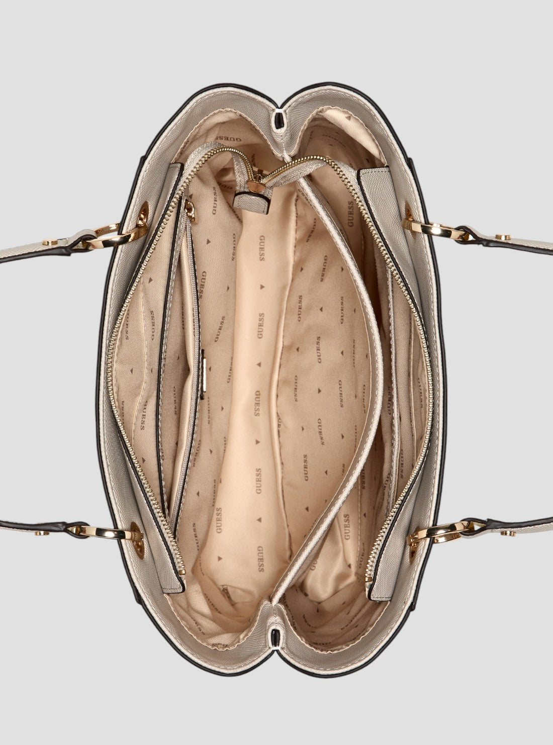 GUESS Womens Beige Noelle Small Tote Bag ZG967224 Inside View