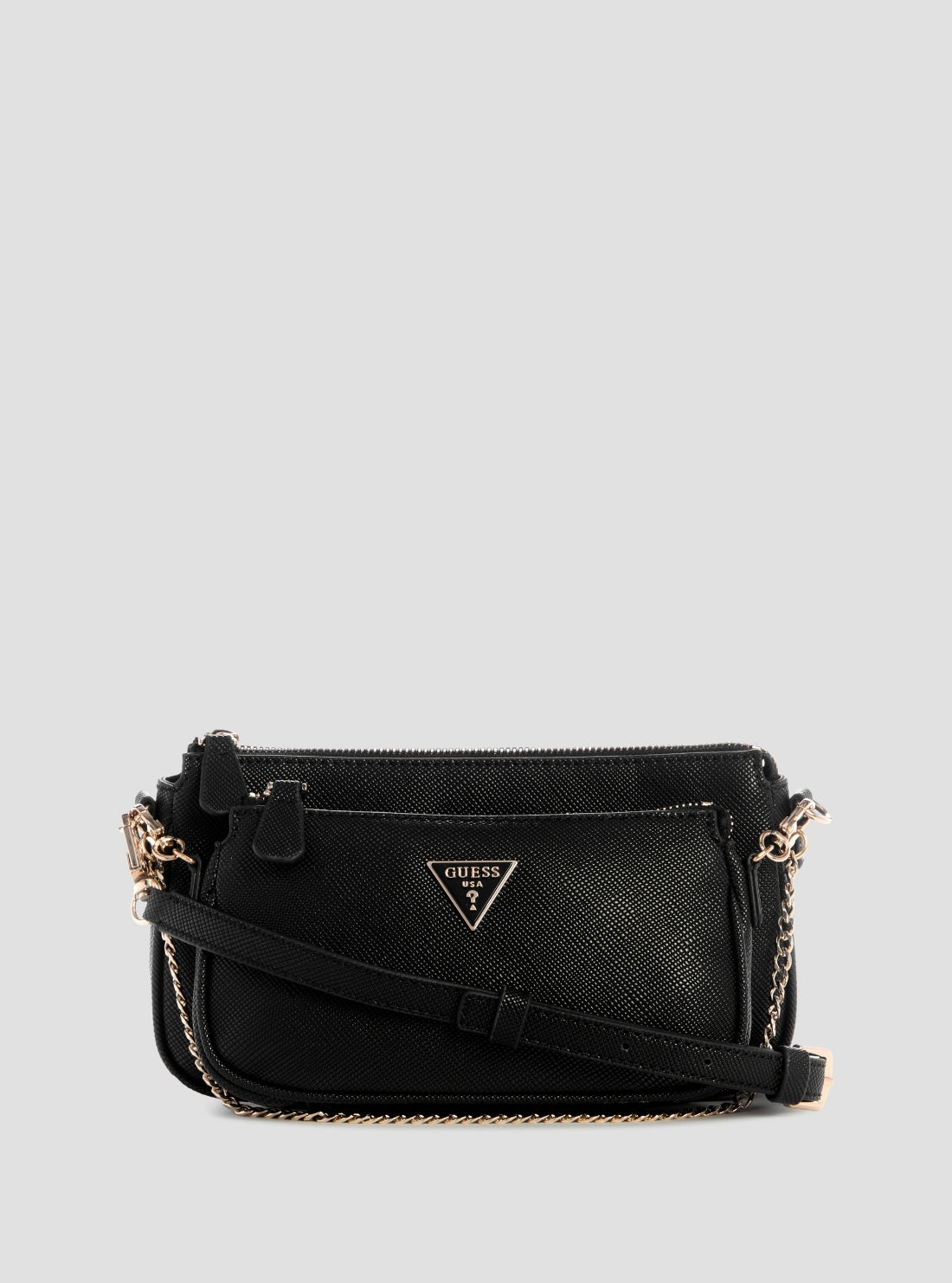 GUESS Womens Black Noelle Double Pouch Crossbody Bag ZG967271 Front View