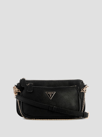 GUESS Womens Black Noelle Double Pouch Crossbody Bag ZG967271 Front View