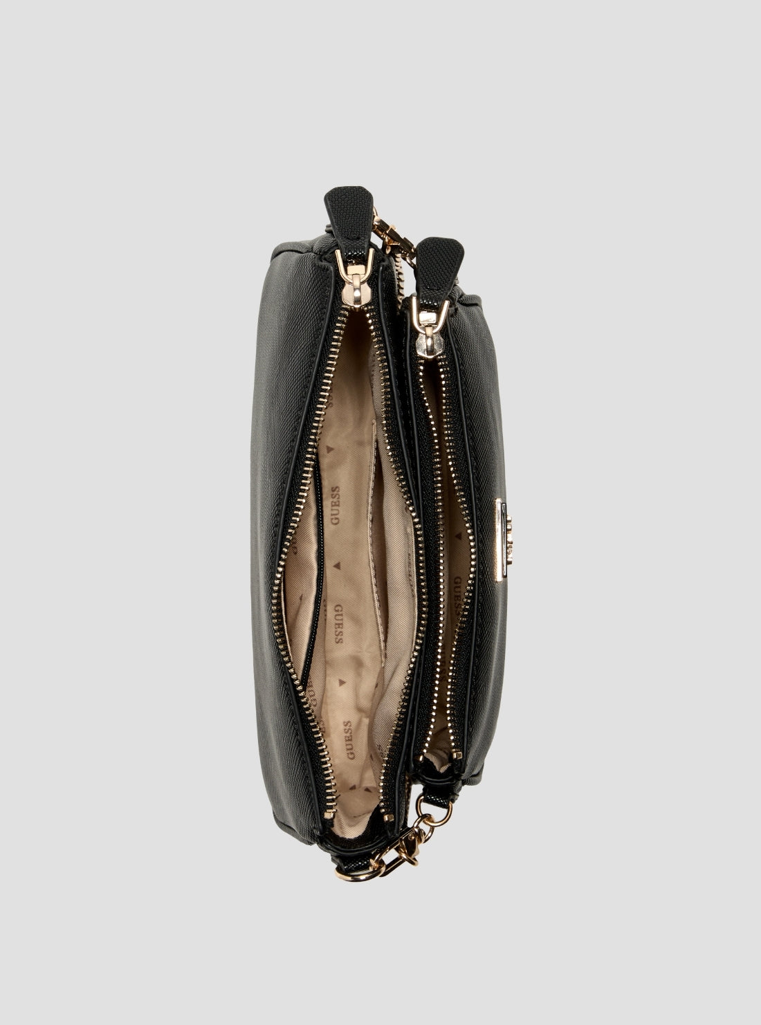 GUESS Womens Black Noelle Double Pouch Crossbody Bag ZG967271 Inside View