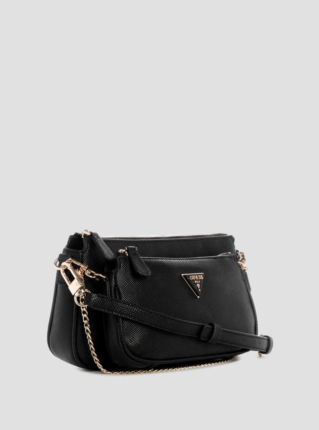 GUESS Womens Black Noelle Double Pouch Crossbody Bag ZG967271 Front Side View