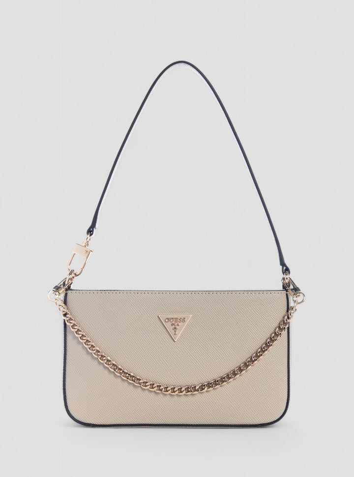 GUESS Womens Beige Noelle Mini Top Shoulder Bag ZG967272 Front View