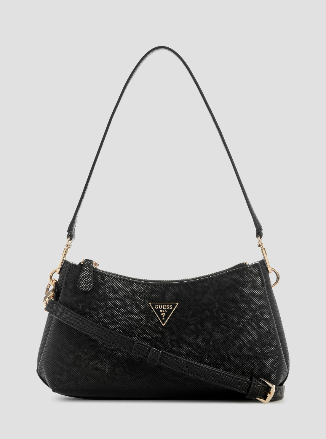 GUESS Womens Black Noelle 3 Compartment Shoulder Crossbody Bag ZG967273 Front View