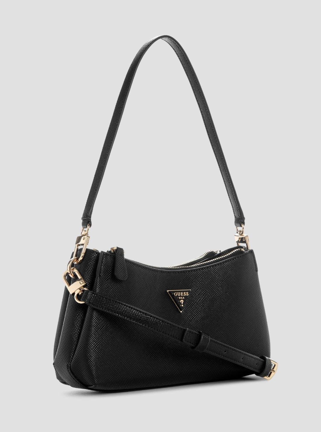 GUESS Womens Black Noelle 3 Compartment Shoulder Crossbody Bag ZG967273 Side View