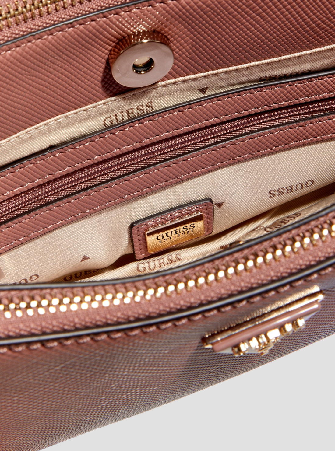 Pink Noelle Compartment Shoulder Crossbody Bag
