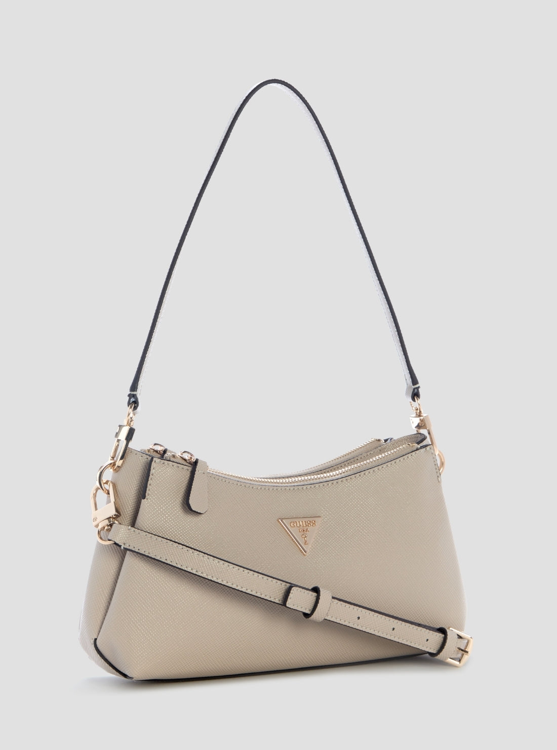 GUESS Womens Taupe Noelle 3 Compartment Shoulder Crossbody Bag ZG967273 Side View