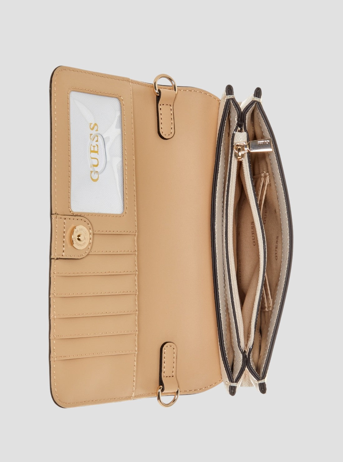 GUESS Womens Green Noelle Crossbody Flap Organiser Bag ZG967275 Inside View