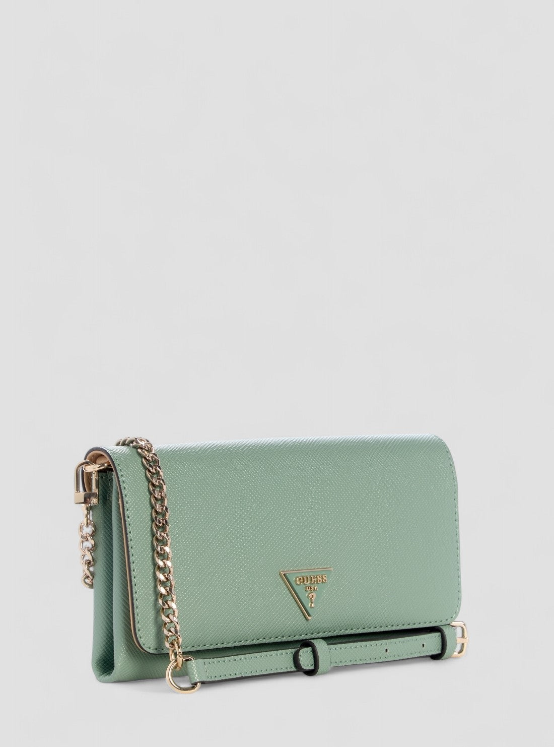 GUESS Womens Green Noelle Crossbody Flap Organiser Bag ZG967275 Front Side View