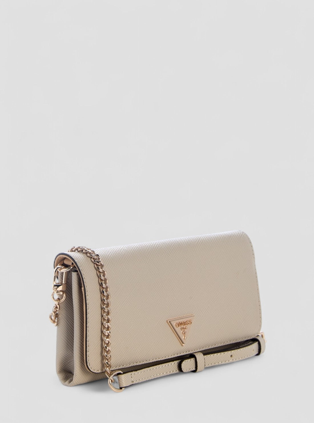 GUESS Womens Beige Noelle Crossbody Flap Organiser Bag ZG967275 Front Side View