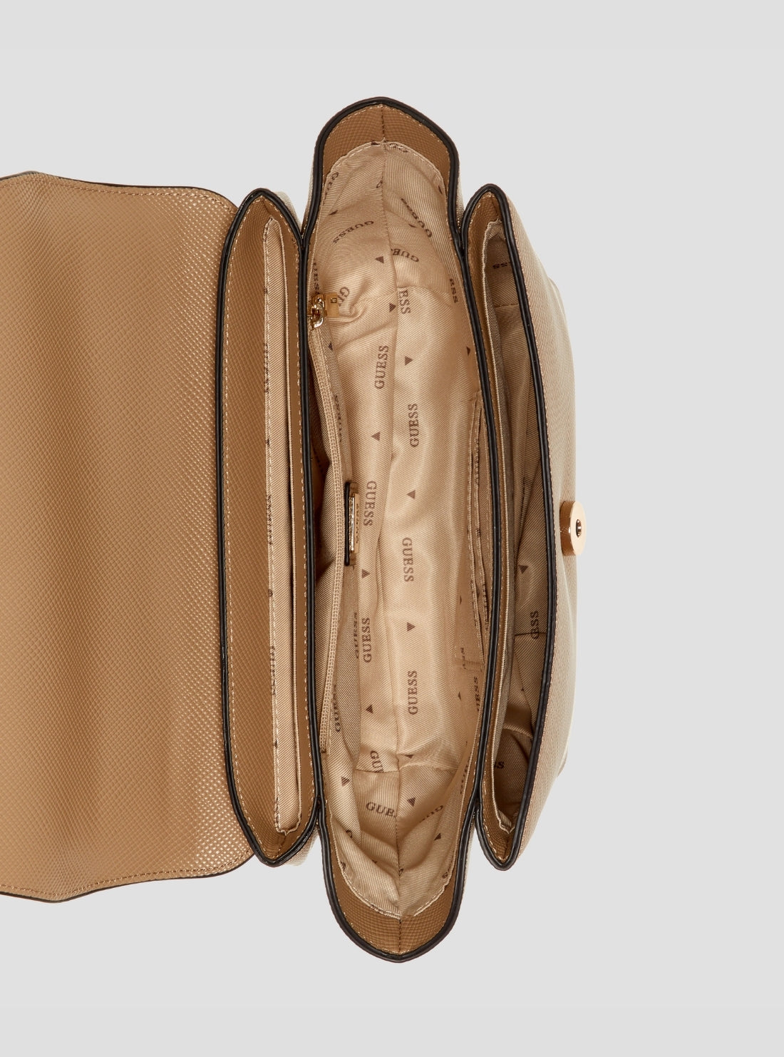 GUESS Womens Beige Gilda Top Handle Flap Bag ZG974720 Inside View