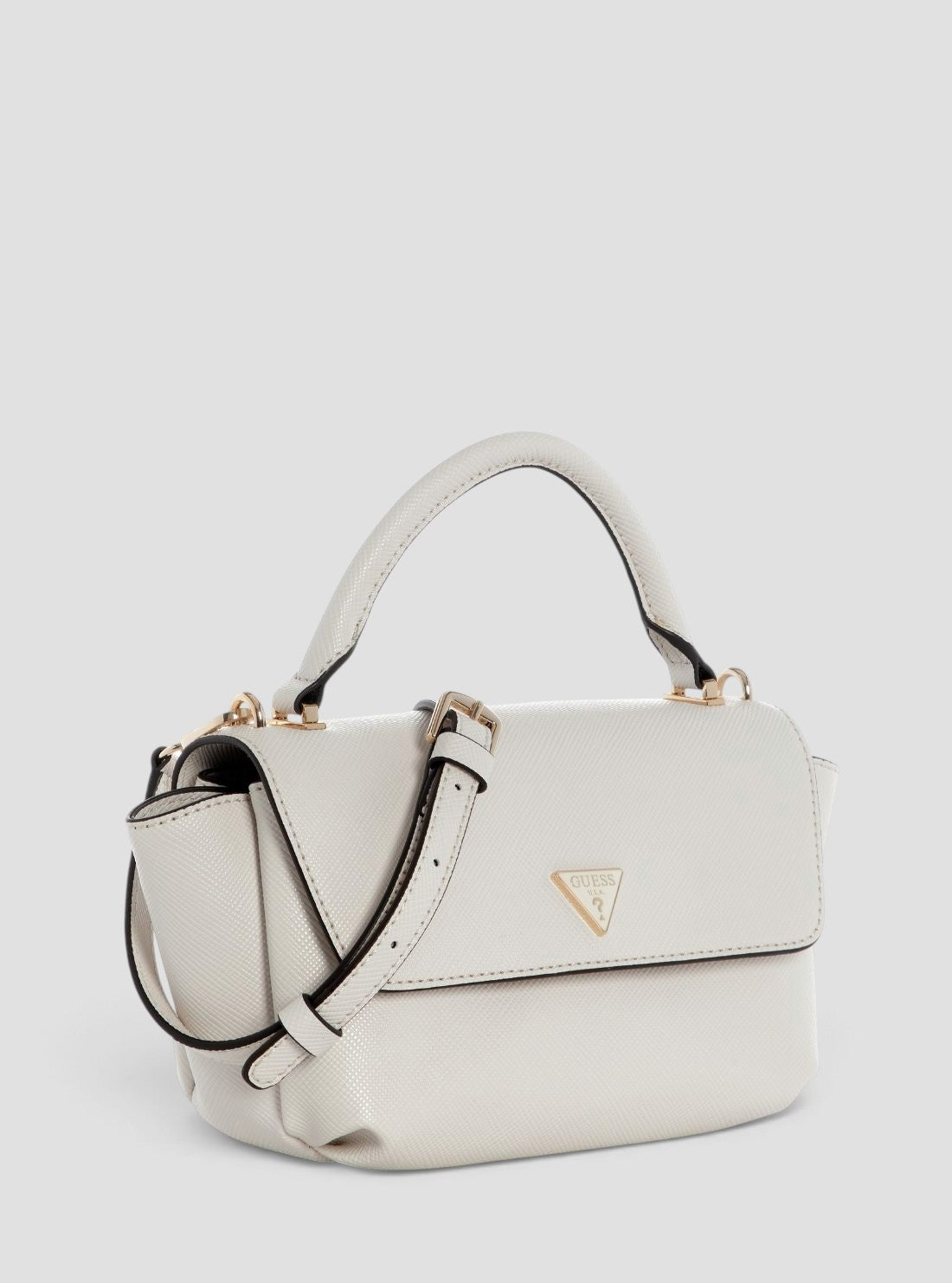 GUESS Womens Off-White Gilda Top Handle Flap Bag ZG974720 Side View