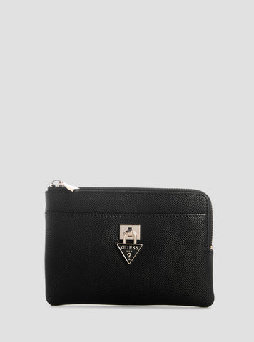 GUESS Womens Black Patsie Key Ring Pouch ZG9919148 Front View