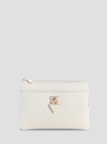 GUESS Womens White Patsie Key Ring Pouch ZG9919148 Front View