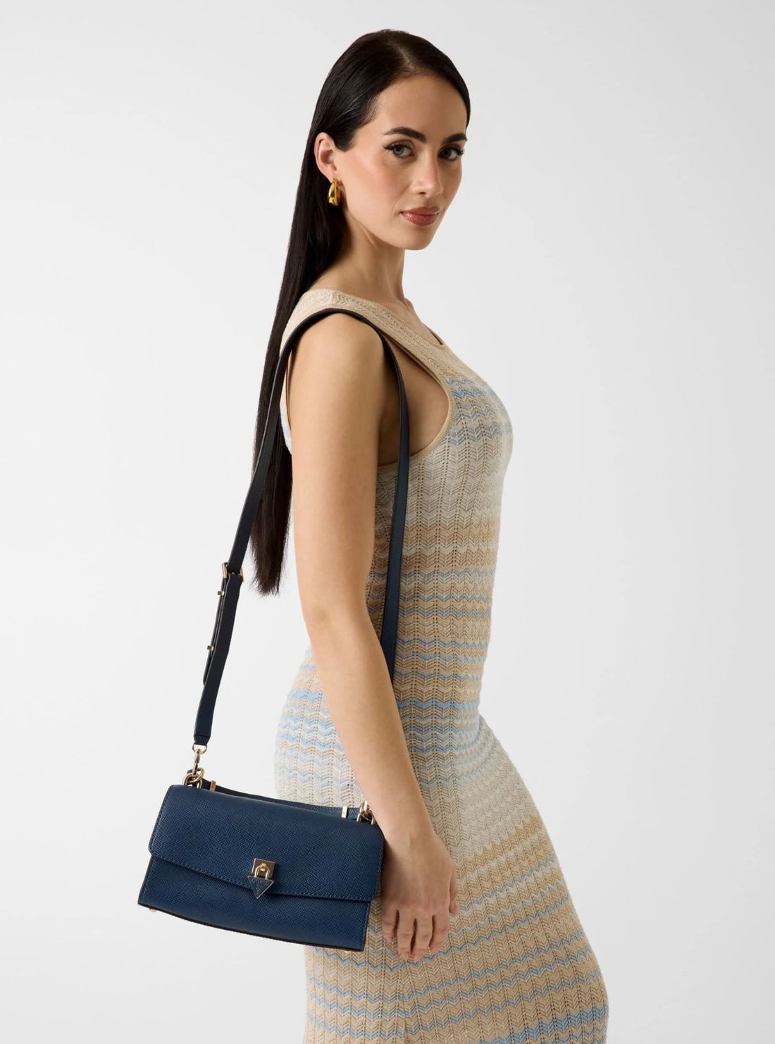 GUESS Womens Blue Patsie Top Handle Flap Bag ZG991920 Model View2