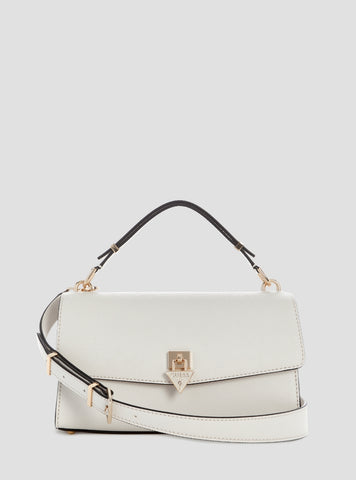 GUESS Womens White Patsie Top Handle Flap Bag ZG991920 Front View