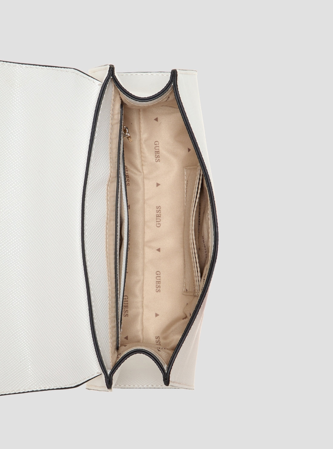 GUESS Womens White Patsie Top Handle Flap Bag ZG991920 Inside View