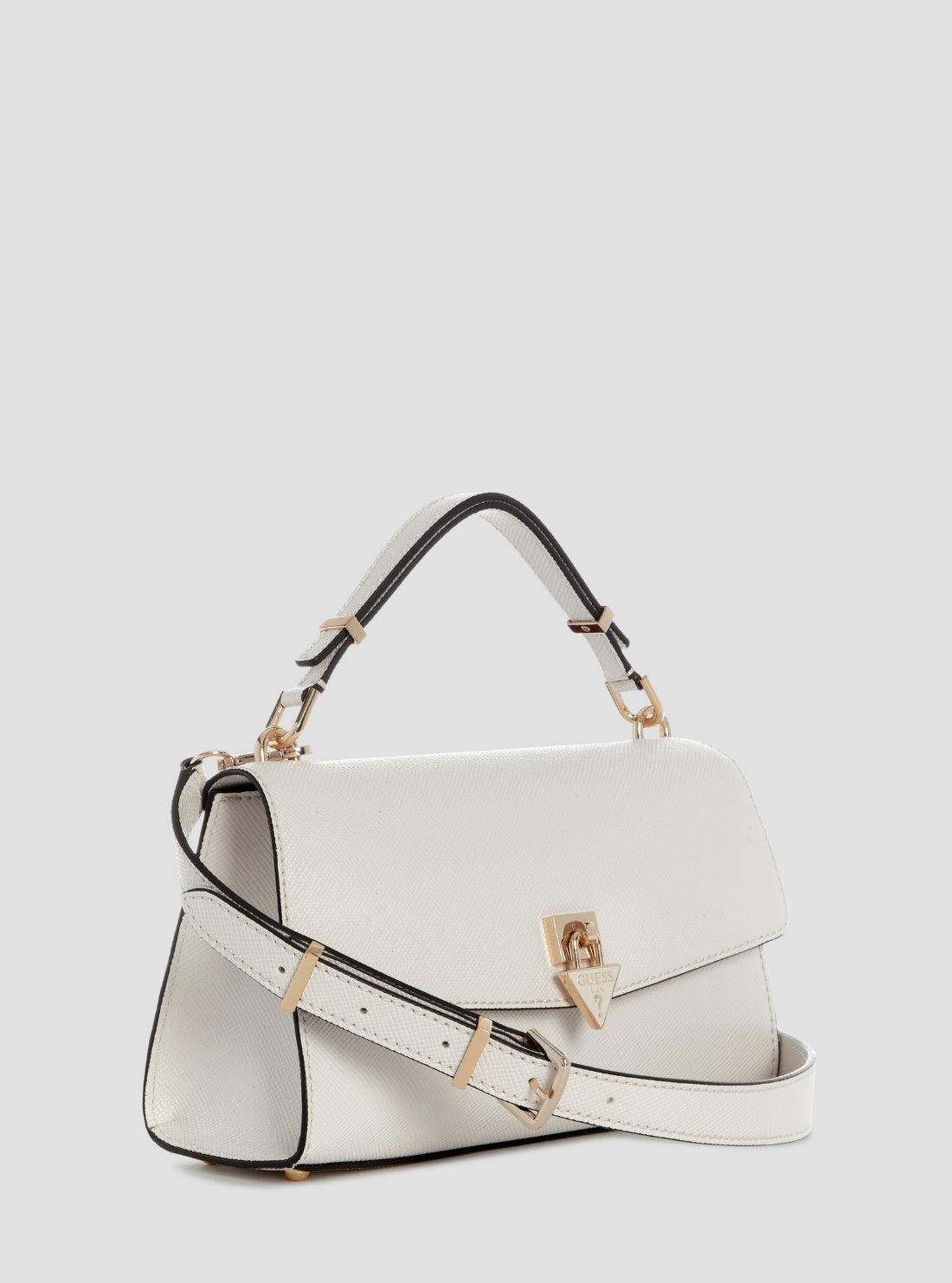 GUESS Womens White Patsie Top Handle Flap Bag ZG991920 Side View