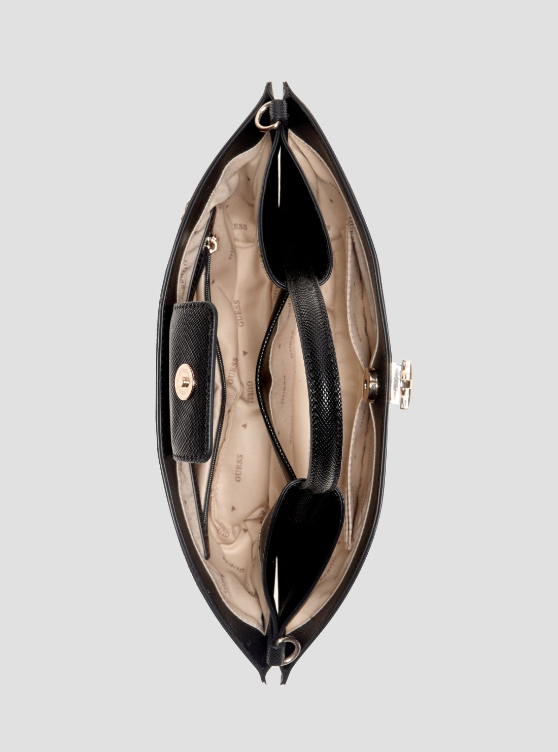 GUESS Womens Black Patsie Mini Tote Bag ZG991975 Inside View