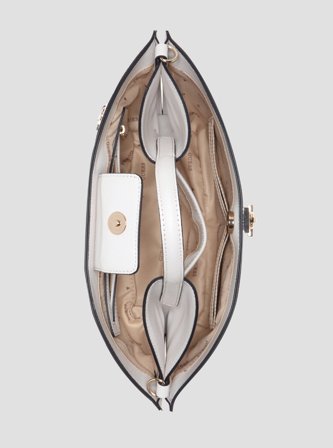 GUESS Womens White Patsie Mini Tote Bag ZG991975 Inside View