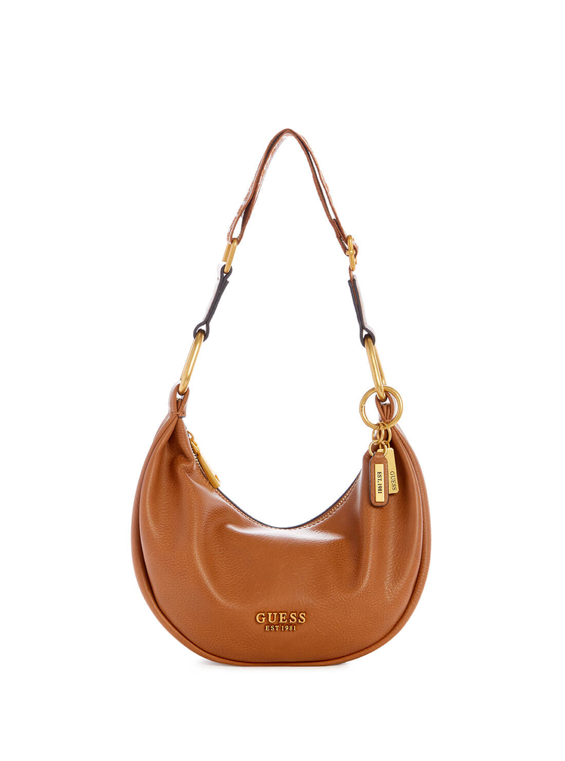 Tan Natalya Mini Hobo Shoulder Bag | GUESS Women's Handbags | front view