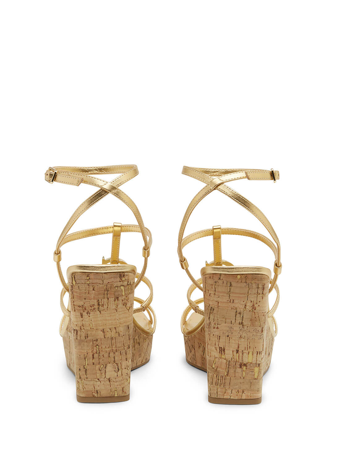 Gold Felia Wedge Heels | GUESS Women's Heels | back view