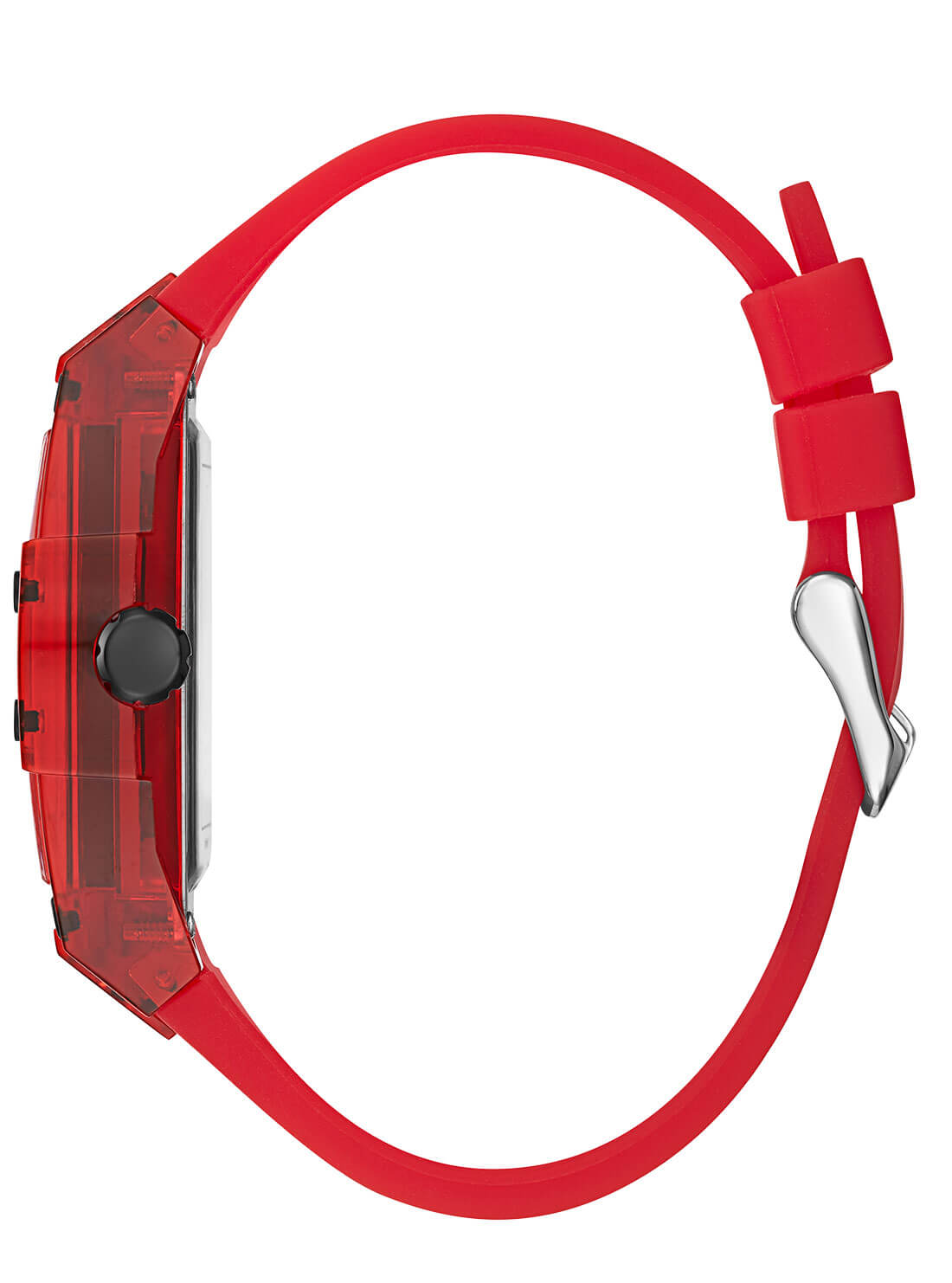 Red Phoenix Transparent Silicone Watch | GUESS Men's Watches | side view