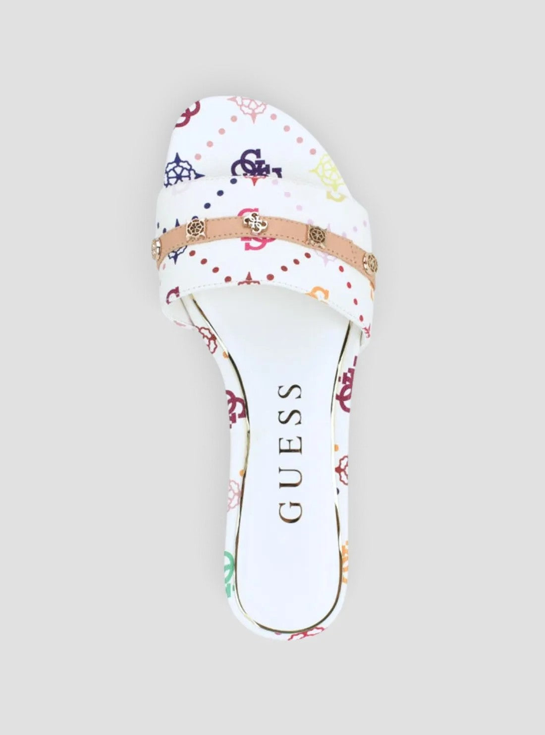 GUESS Footwear White Logo Tasam Flat Sandals TASAM Top View