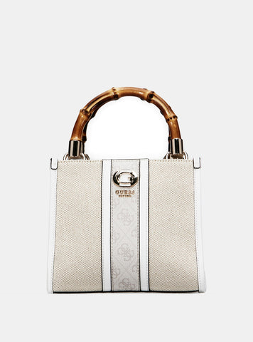 GUESS Beige Logo Kerima Bamboo Mini Tote front view