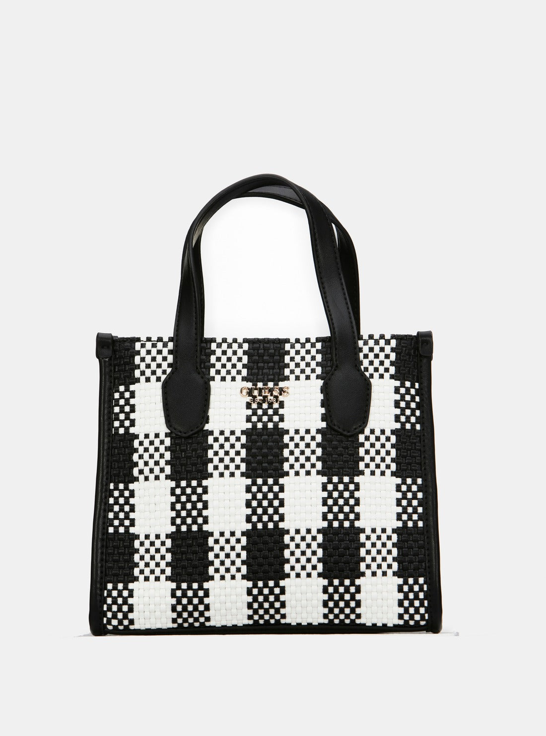 Black White Silvana Mini Tote Bag GUESS