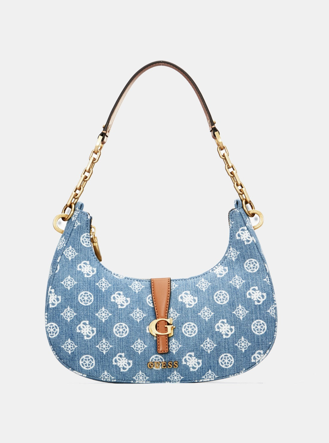 Denim Logo Kuba Top Zip Shoulder Bag