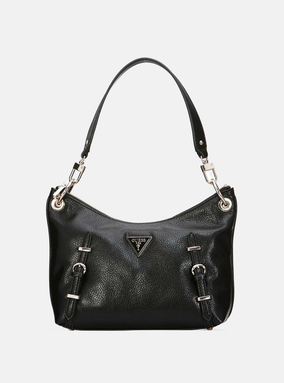 GUESS Black Levia Top Zip Shoulder Bag front view