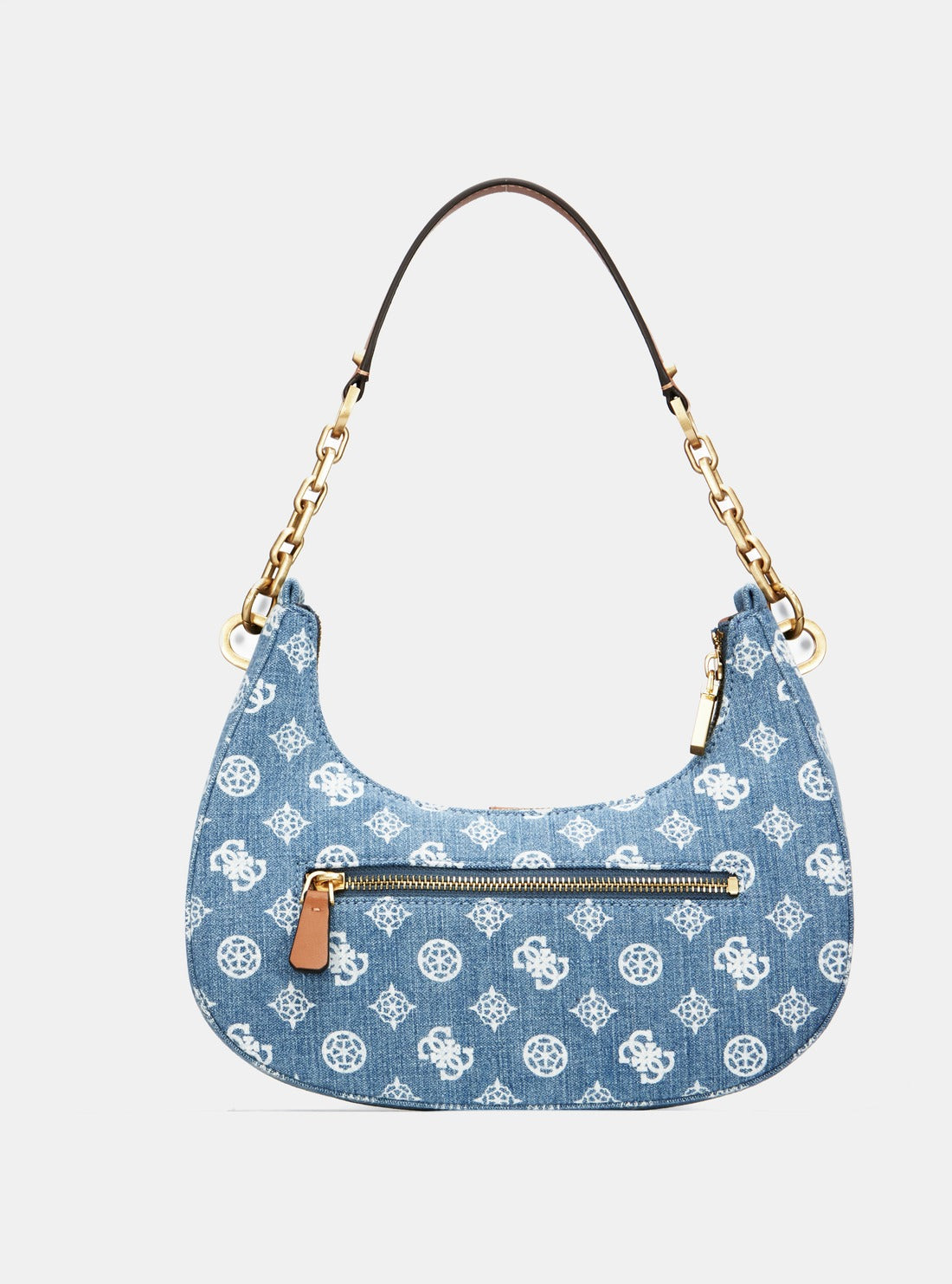 Denim Logo Kuba Top Zip Shoulder Bag