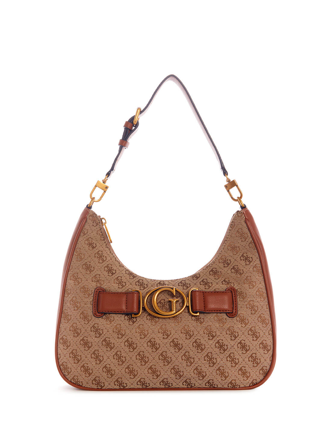 Brown Logo Aviana Hobo Shoulder Bag | GUESS Women's Handbags | front view