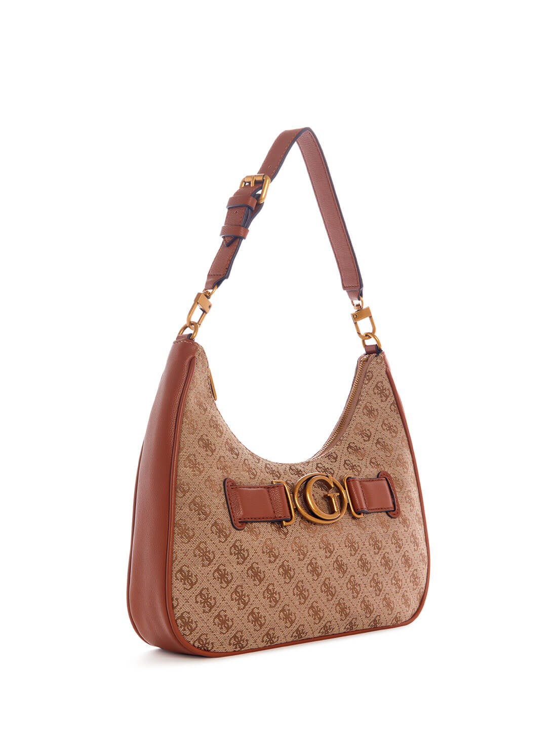 Brown Logo Aviana Hobo Shoulder Bag | GUESS Women's Handbags | side view