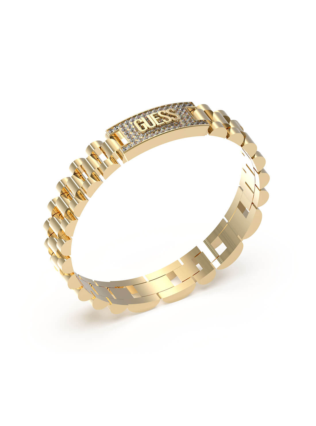Gold Logo Empire Chain Bracelet | GUESS Men's Jewellery | front view