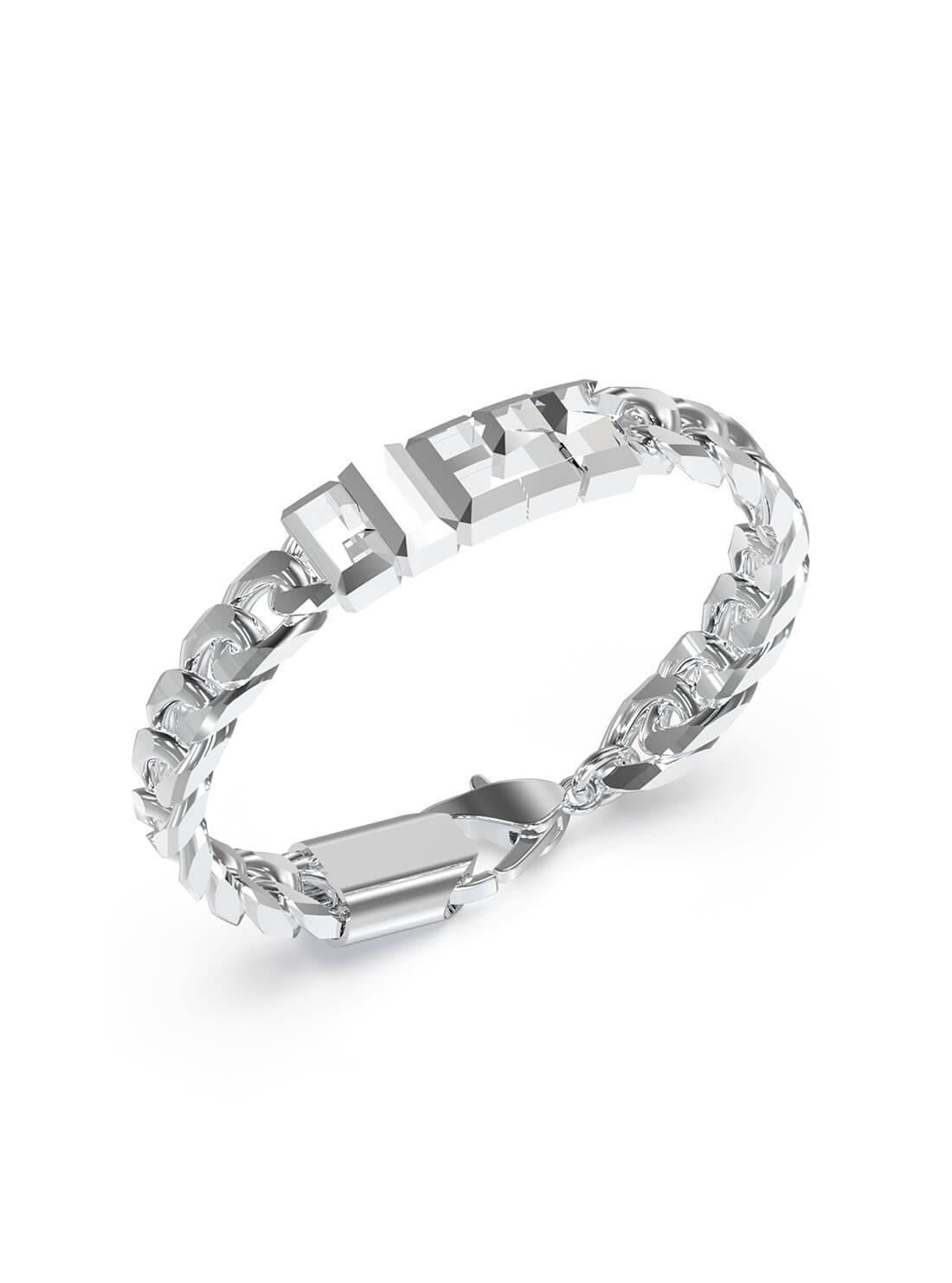 Silver Logo Vegas Chain Bracelet | GUESS Men's Jewellery | front view