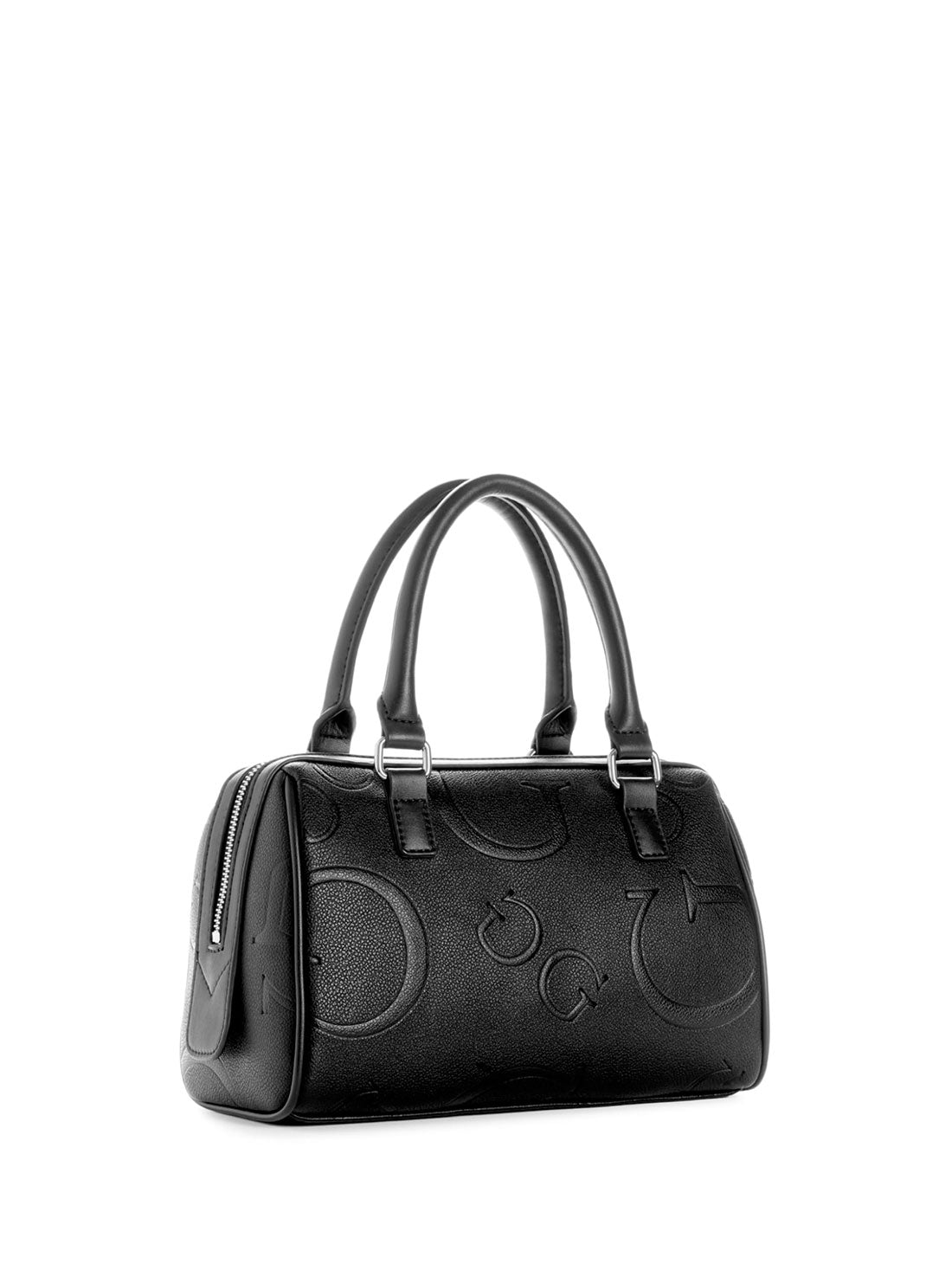 GUESS Black Nevis Mini Box Satchel Bag side view