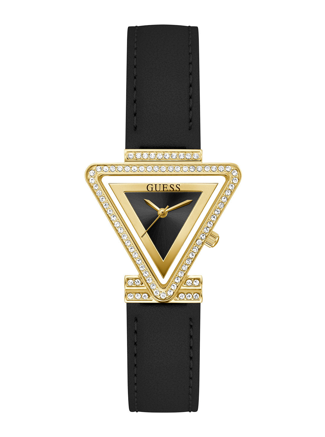 Gold Black Fame Crystal Leather Watch