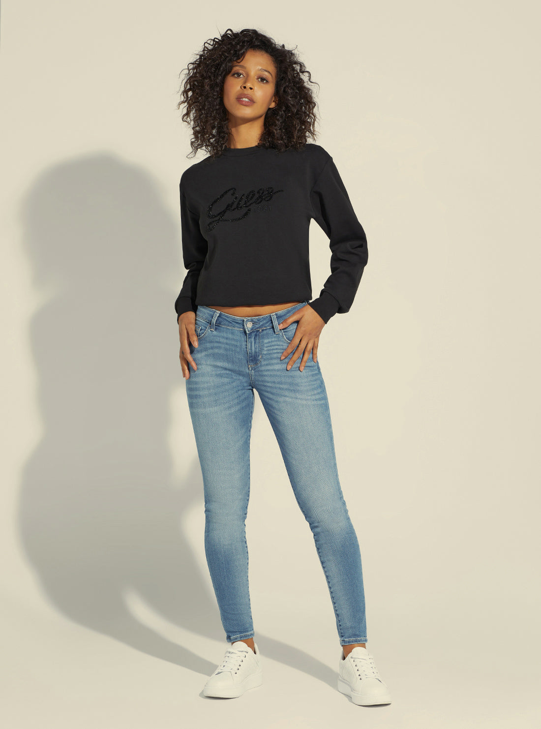 guess womens Annette Mid-Rise Skinny Denim Jeans in Carrie Light Wash full view