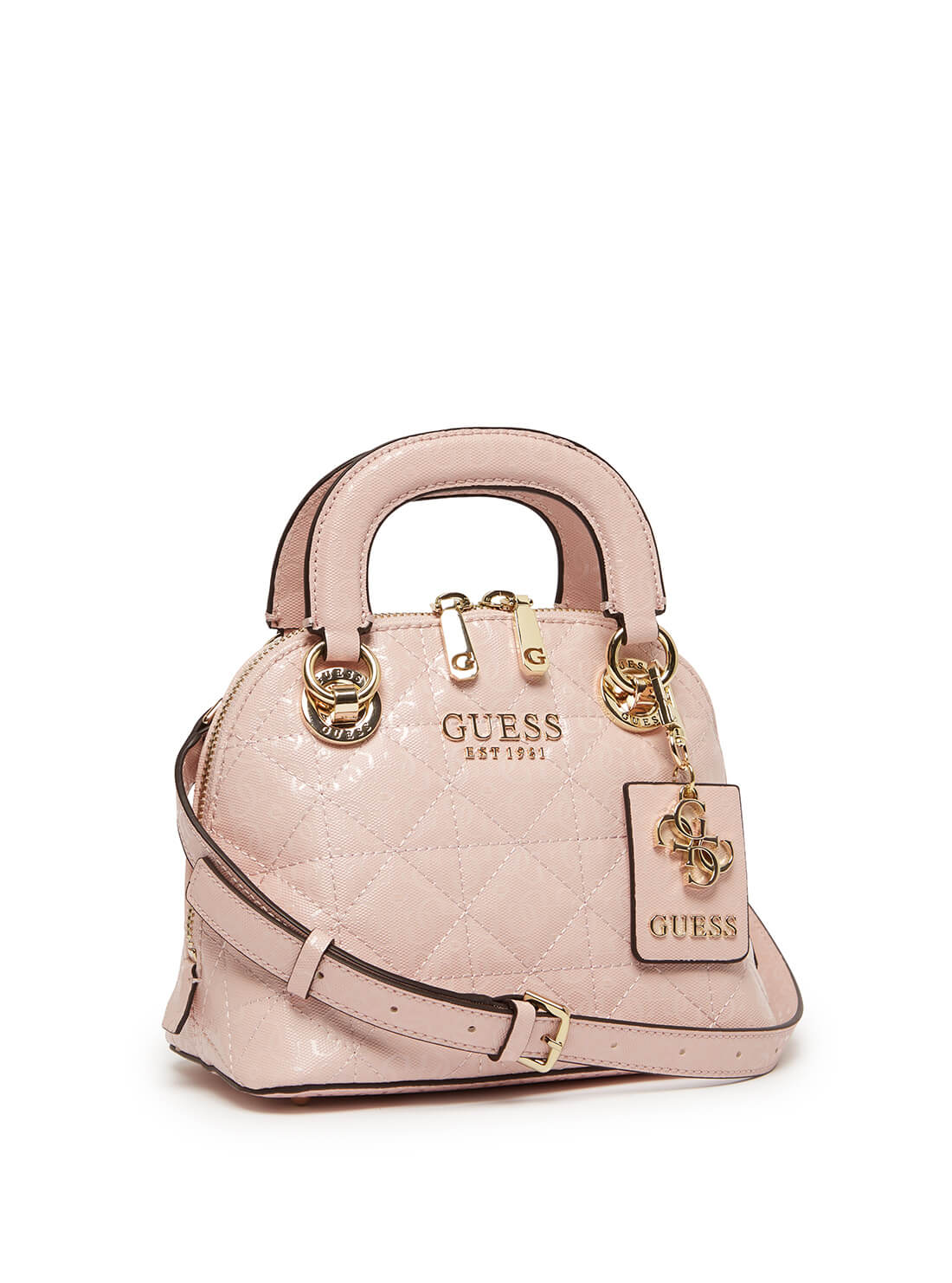 GUESS Womens Pink Cathleen Small Dome Crossbody Satchel GG773705 Front Side View