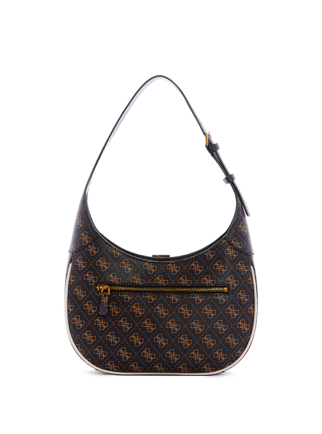 GUESS Womens Black Brown Logo Maimie Hobo Bag SB840902 Back View