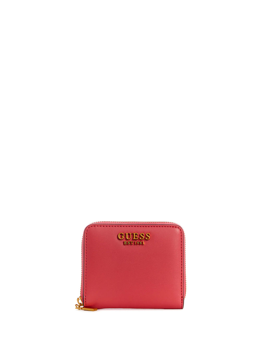 GUESS Womens  Red Laurel Small Zip Wallet VA850037 Front View