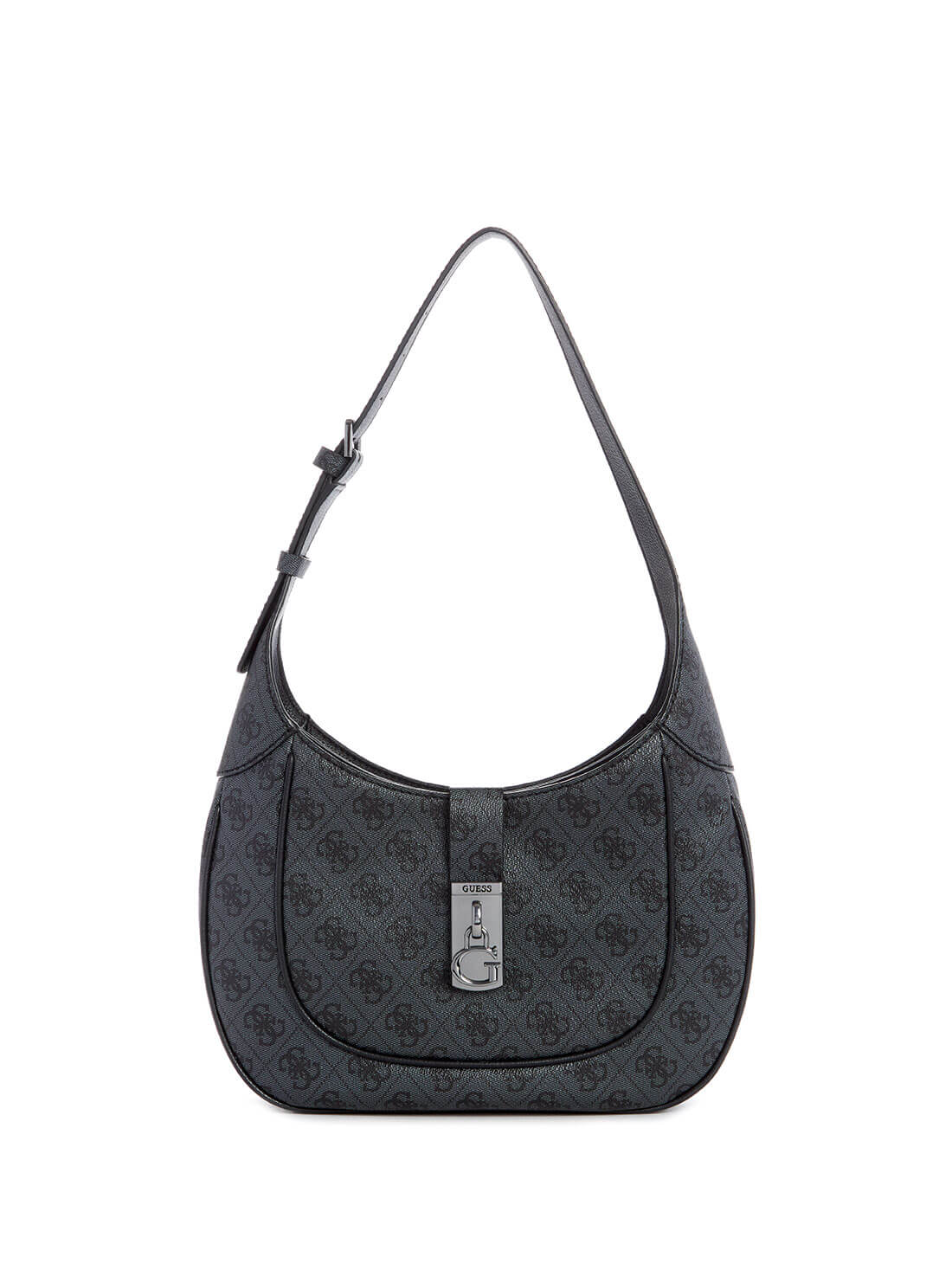 GUESS Womens Black Logo Maimie Hobo Bag SM840902 Front View