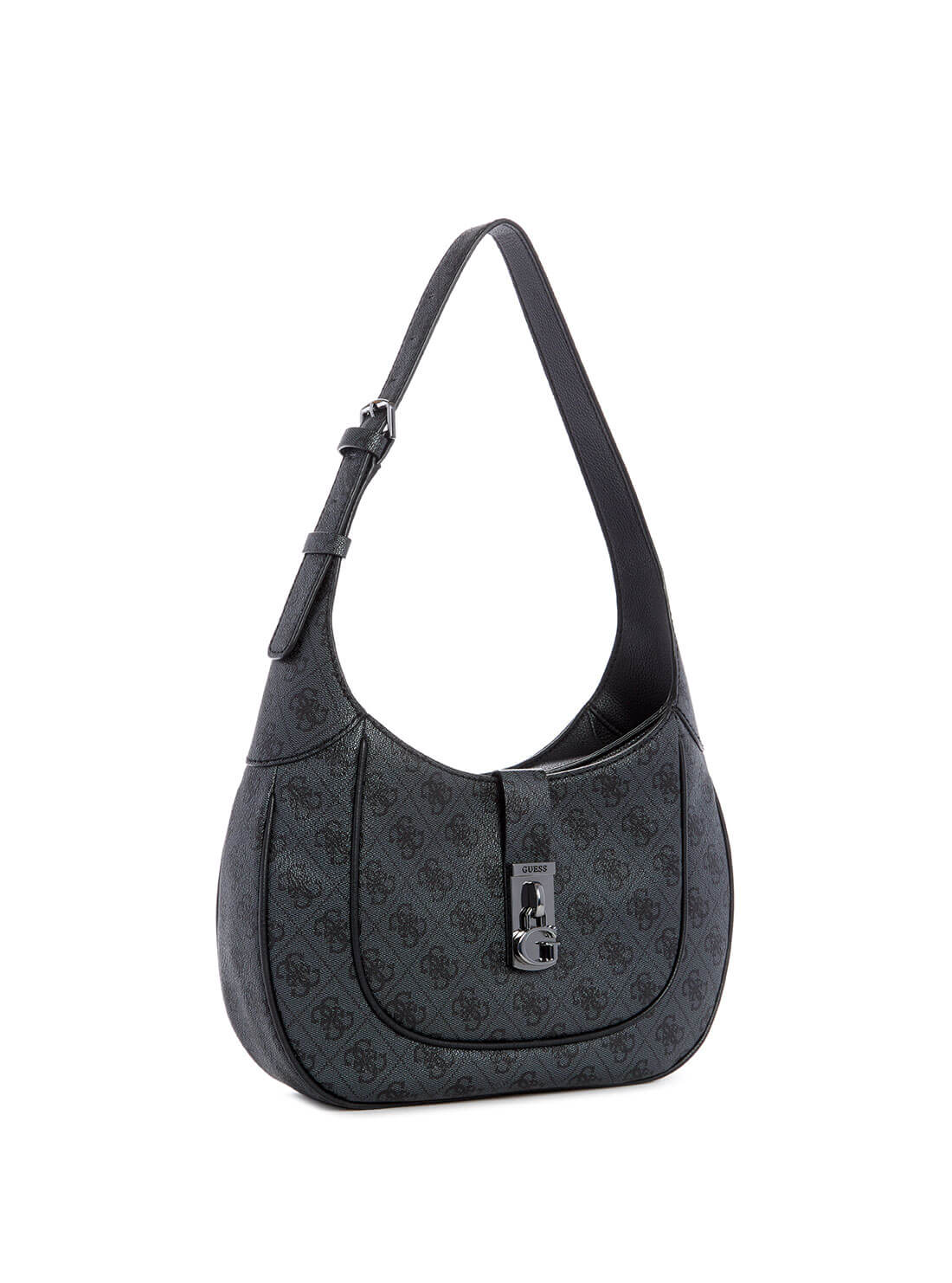 GUESS Womens Black Logo Maimie Hobo Bag SM840902 Front Side View