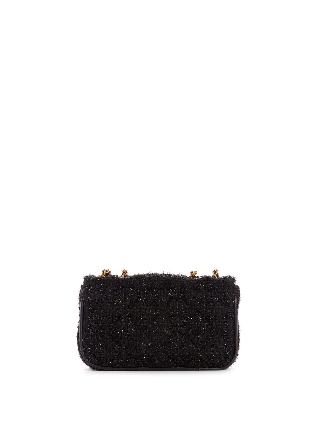 GUESS Womens Black Tweed Cessily Micro Mini Crossbody Bag TA767978 Back View