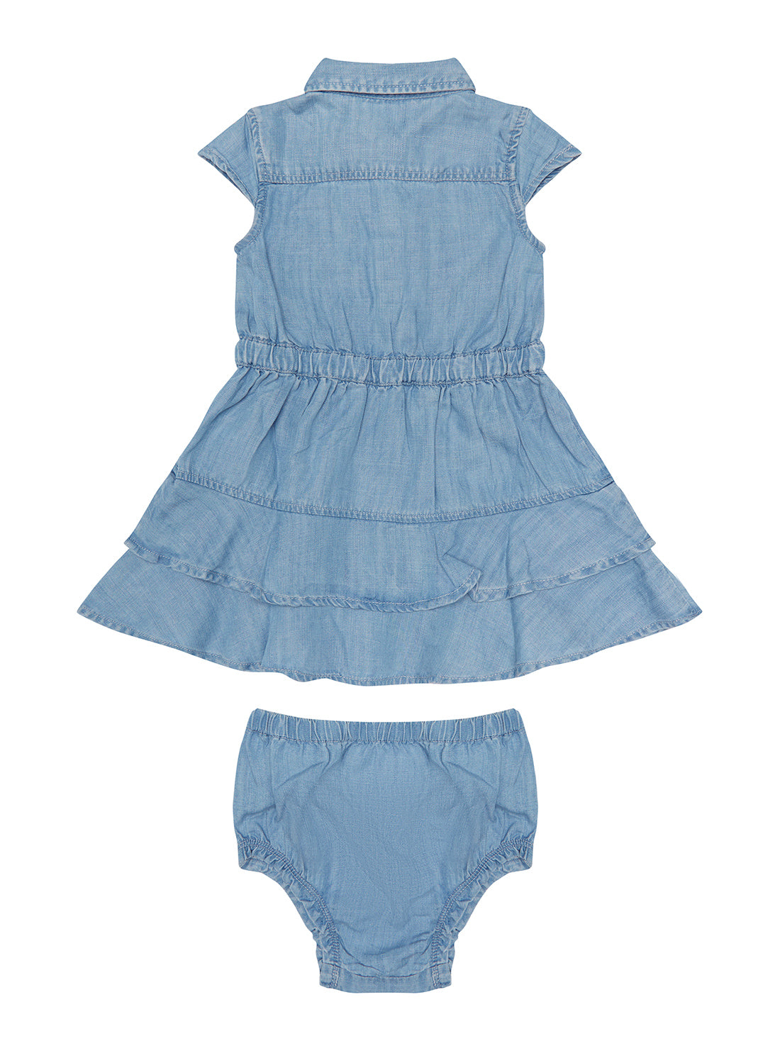 GUESS Baby Girl Light Blue Wash Denim Dress And Panties 2-Piece Set (3-18m) A2RK14D3X30 Back View