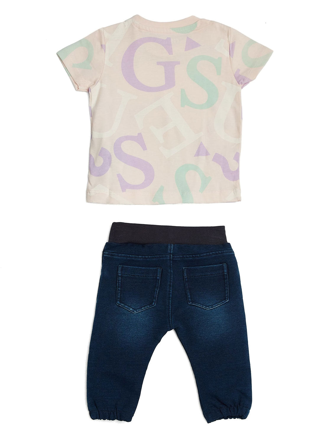GUESS Baby Girl Purple Allover G Logo T-Shirt And Pants 2-Piece Set (0-12m) H2YI02K5M20 Back View