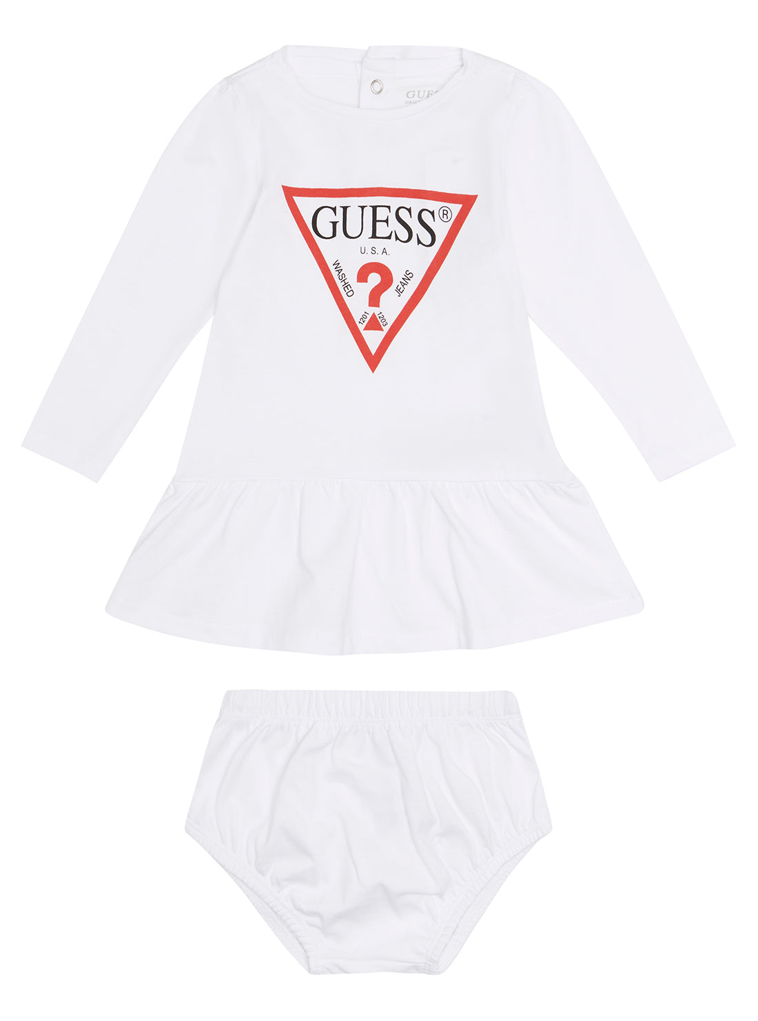 GUESS Baby Girl White Dress And Pants 2-Piece Set (0-3m) A93K19KAUD0 Front View